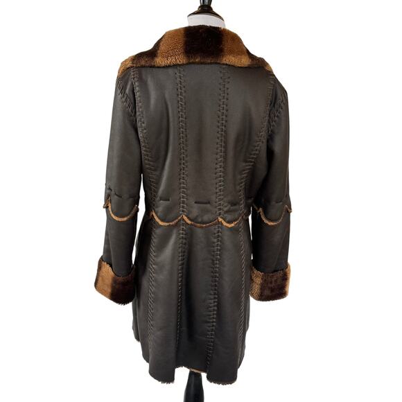 Montanaco dark brown jacket with faux fur trim, size M - Picture 3 of 11